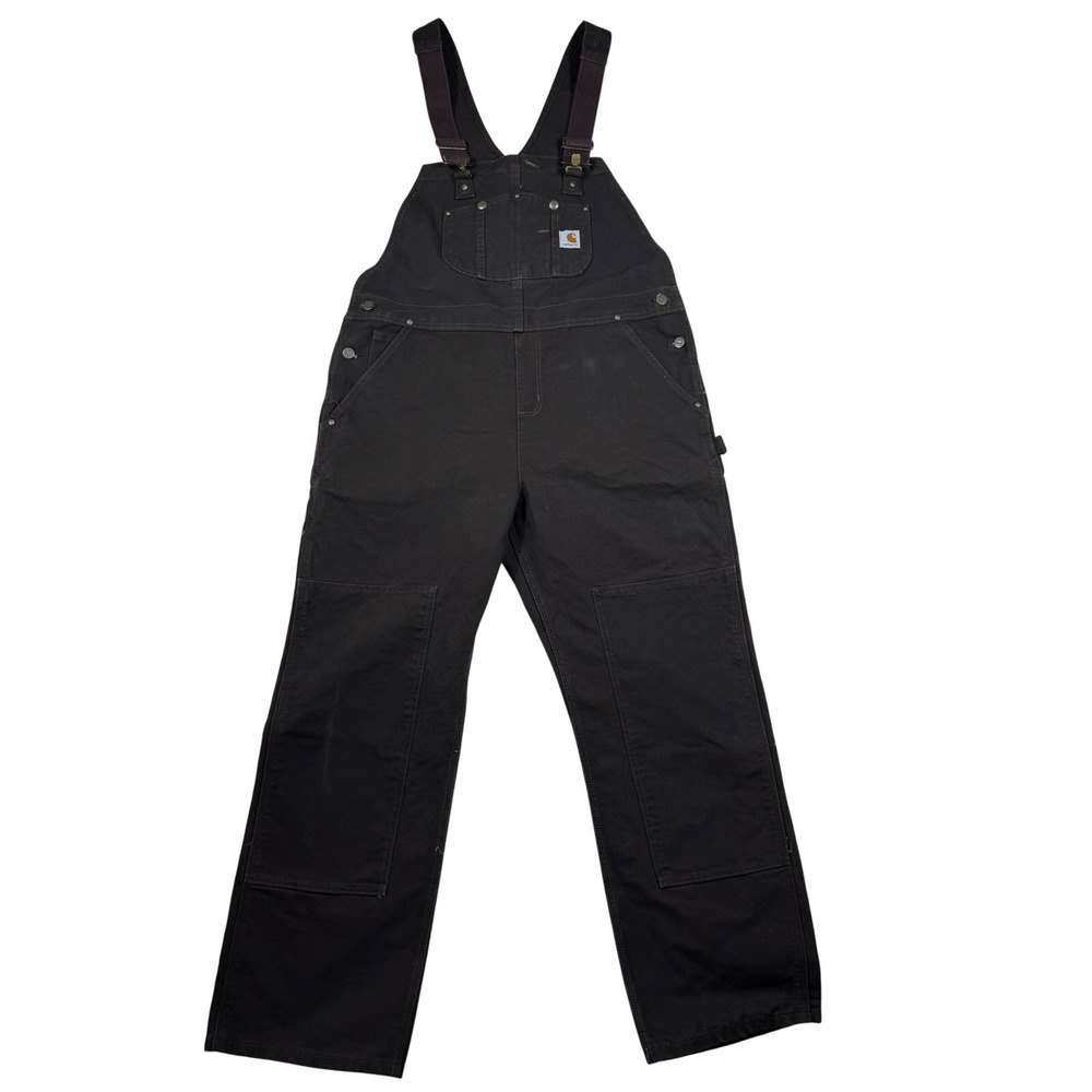 Carhartt Women XL WR006 Dark Brown‎ Cotton Duck Bib Overalls 16x30 Double Front